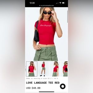 Princess Polly Baby Tee - size 2 (Xs/S)